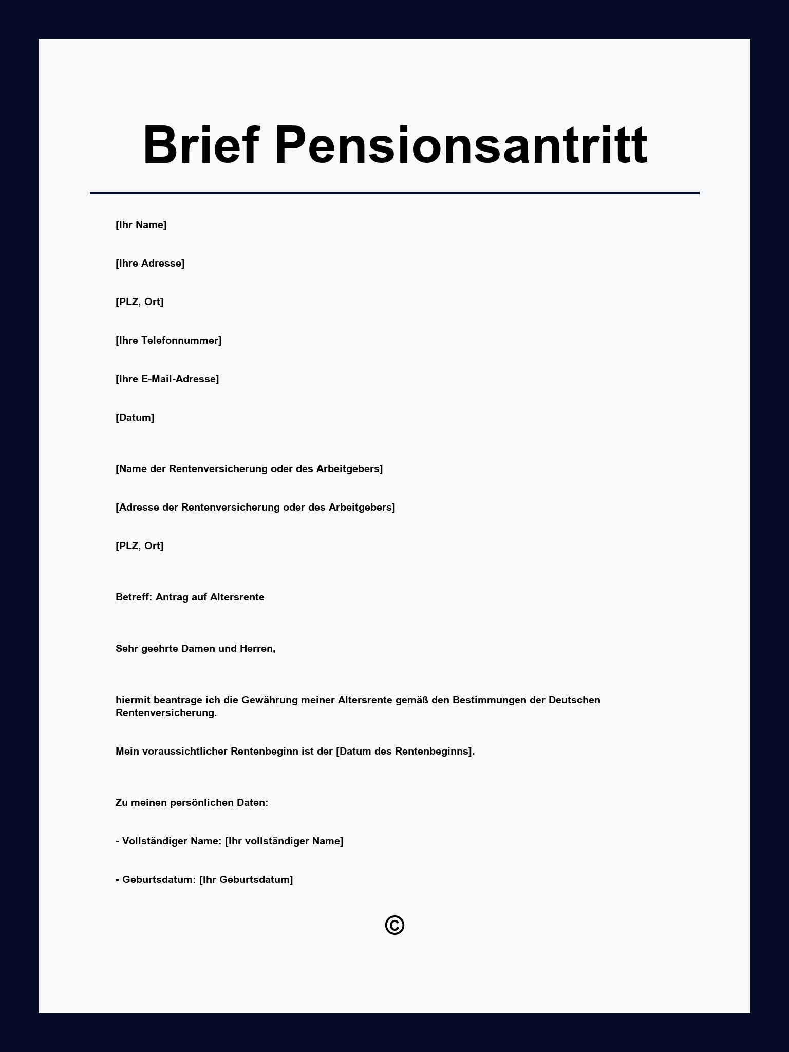 Musterbrief Pensionsantritt