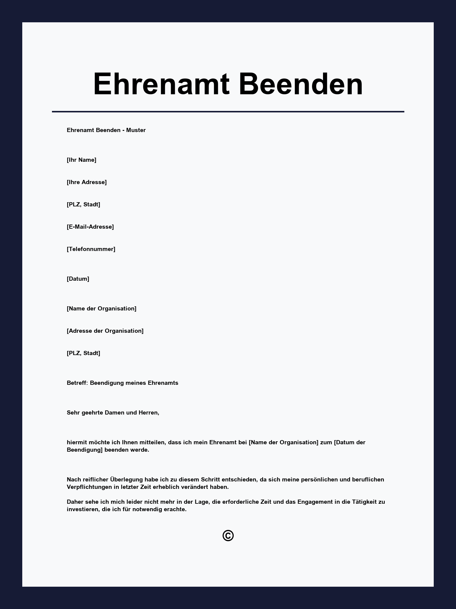 Ehrenamt Beenden