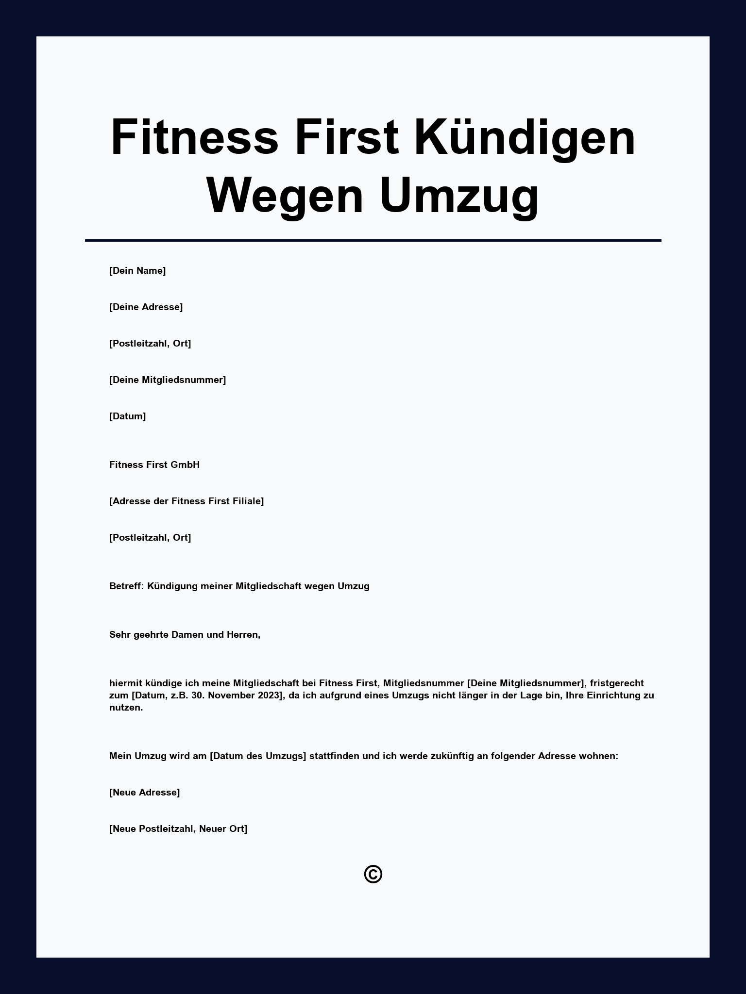 Fitness First Kündigen Wegen Umzug