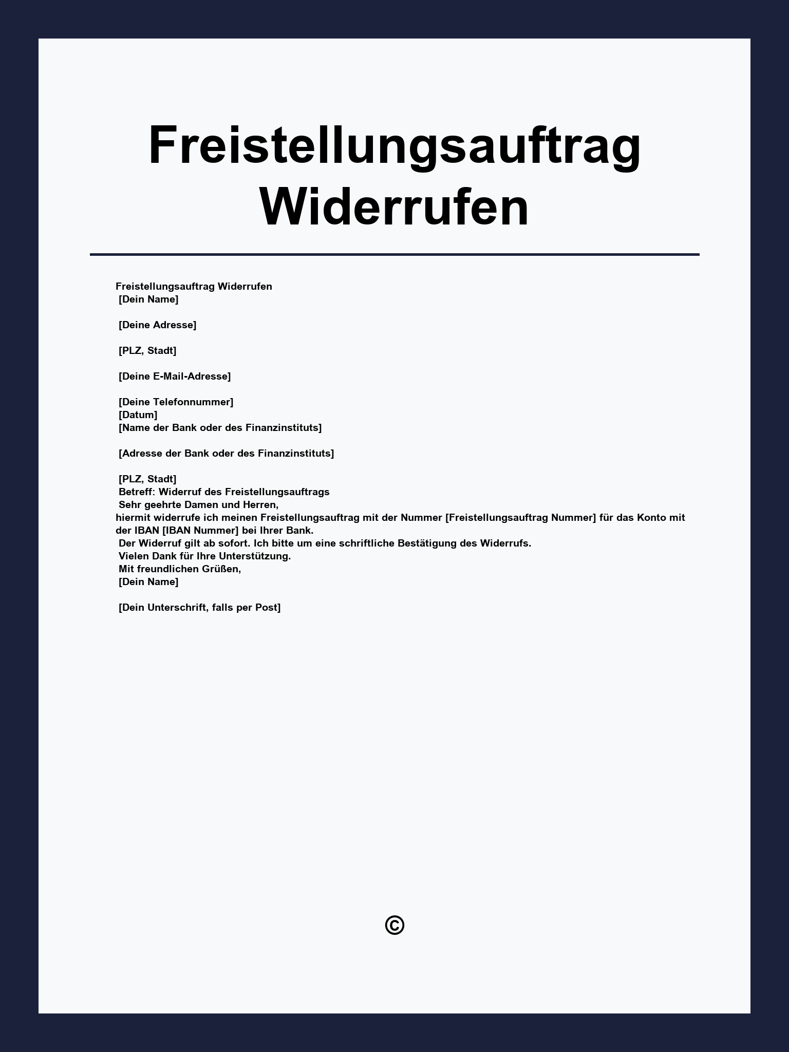 Freistellungsauftrag Widerrufen Formular