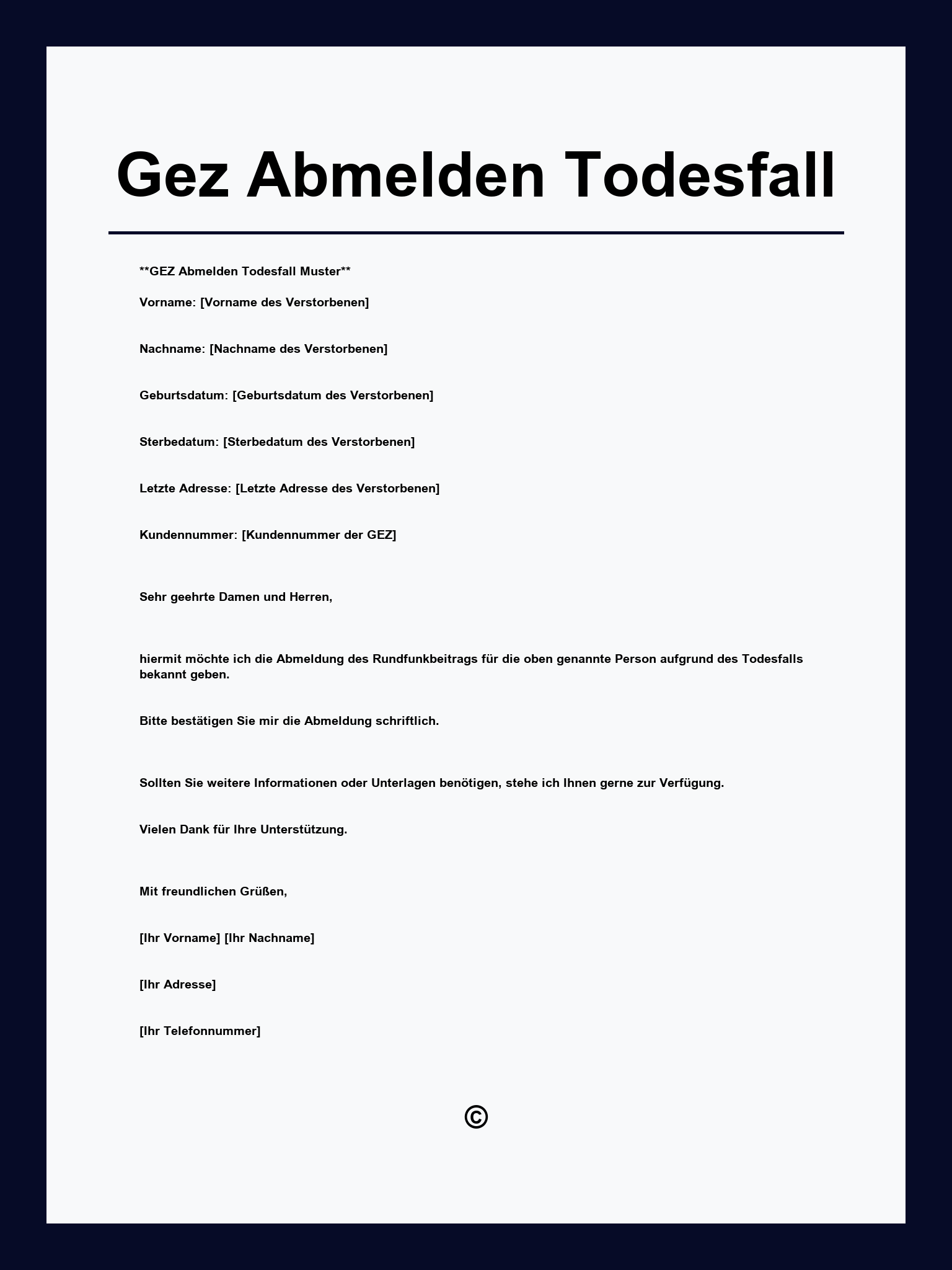 Gez Abmelden Todesfall Formular