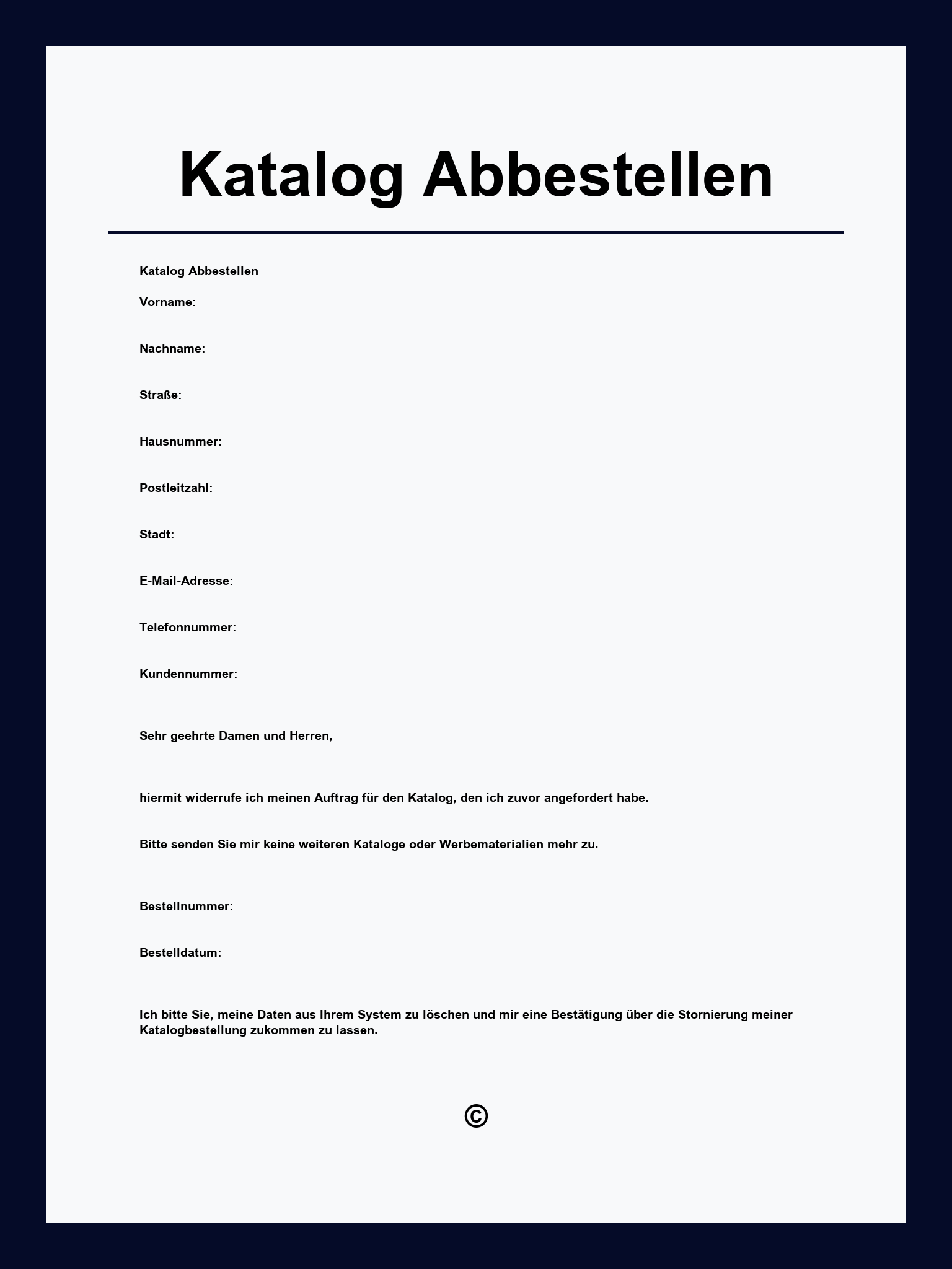 Katalog Abbestellen Muster