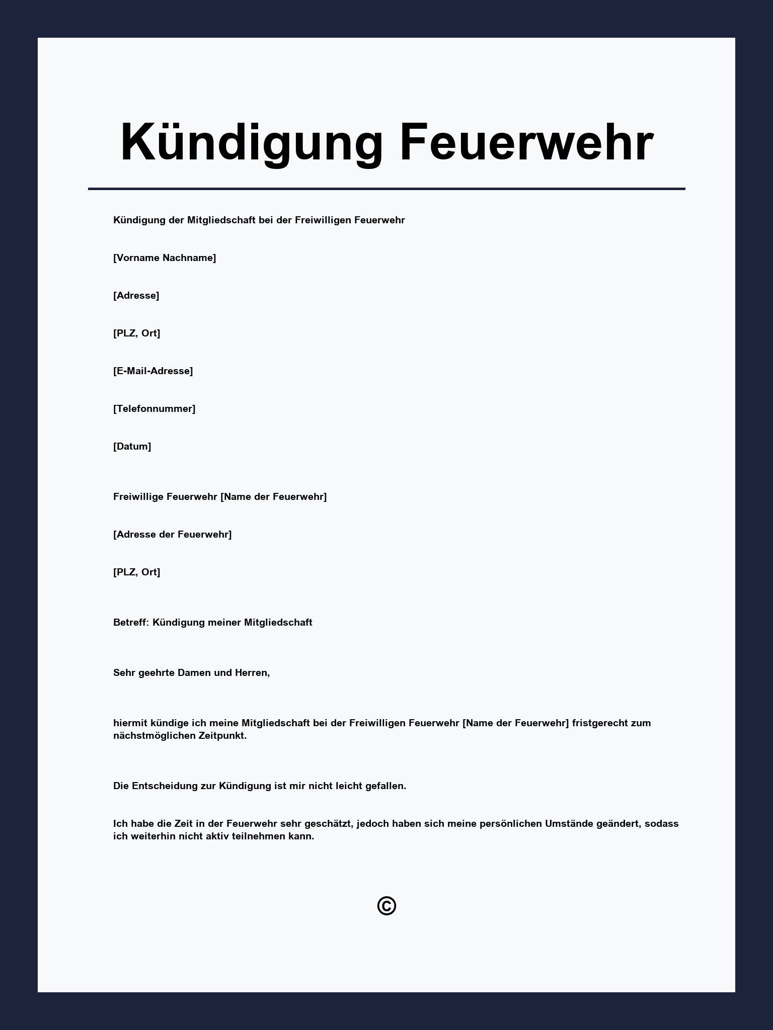 Kündigung Feuerwehr