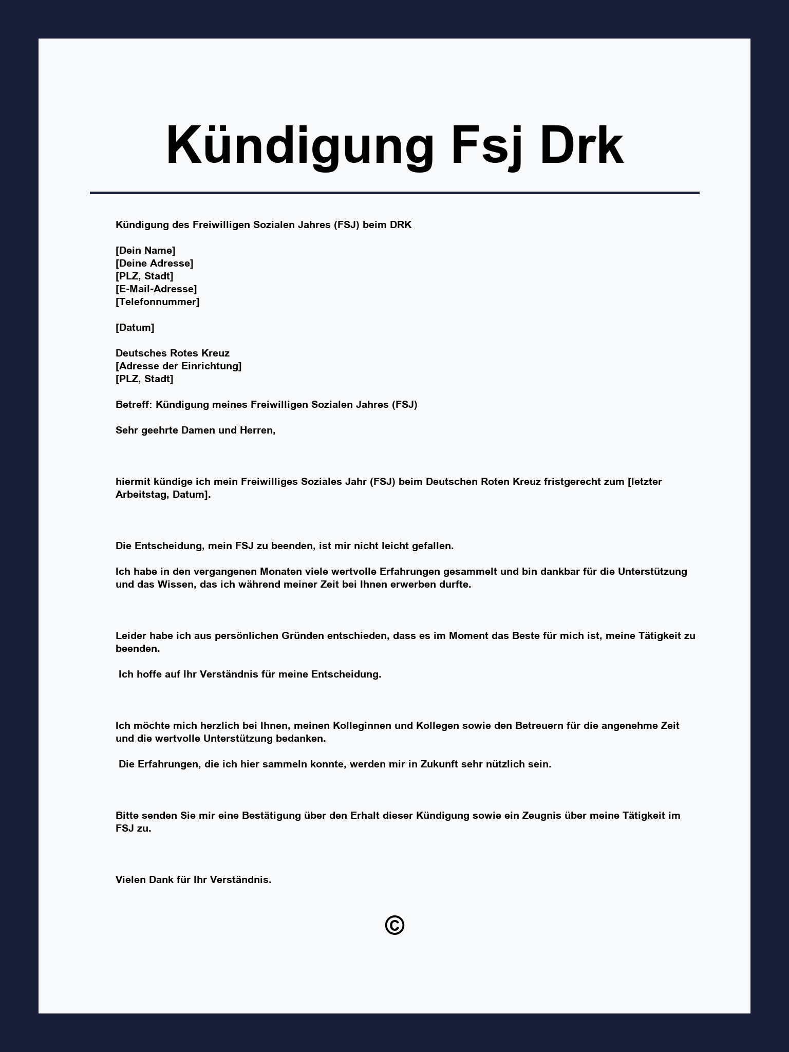 Kündigung Fsj Drk