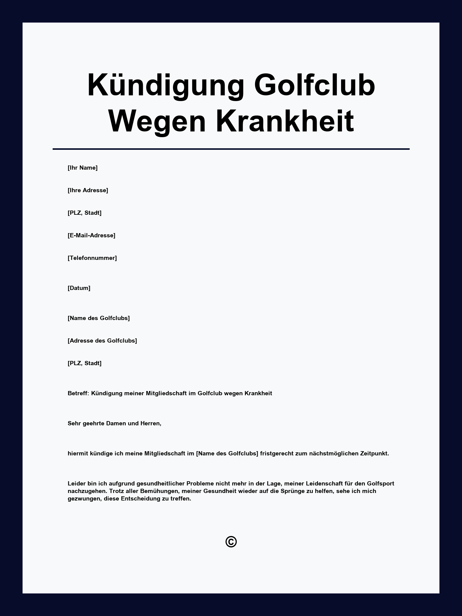 Kündigung Golfclub Wegen Krankheit