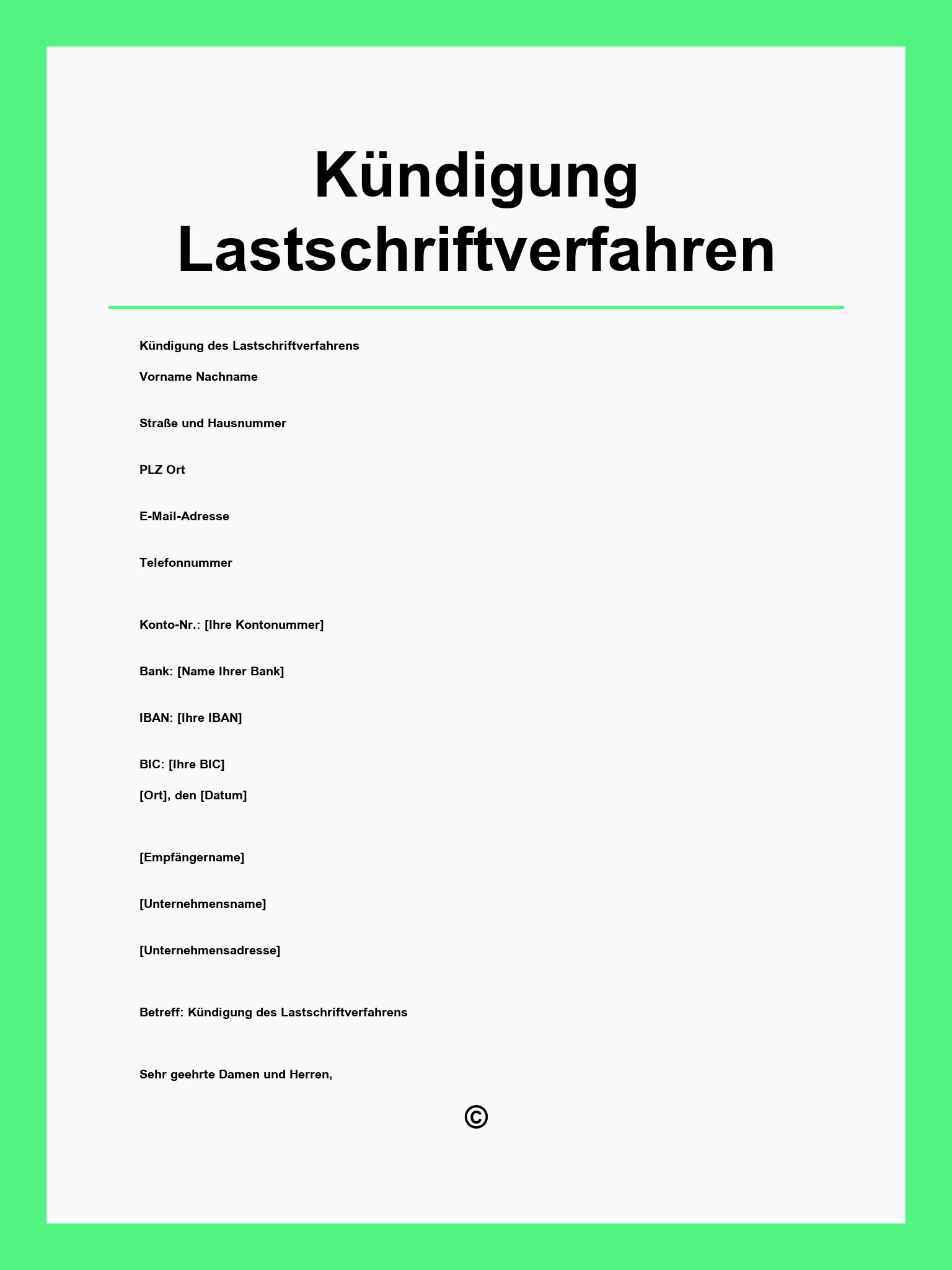 Kündigung Lastschriftverfahren Vorlage