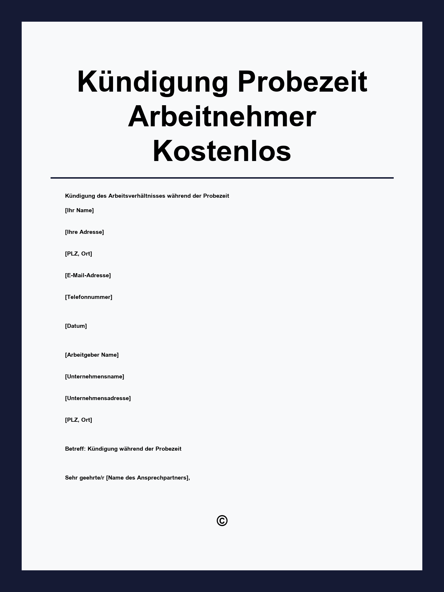 Kündigung Probezeit Arbeitnehmer Muster