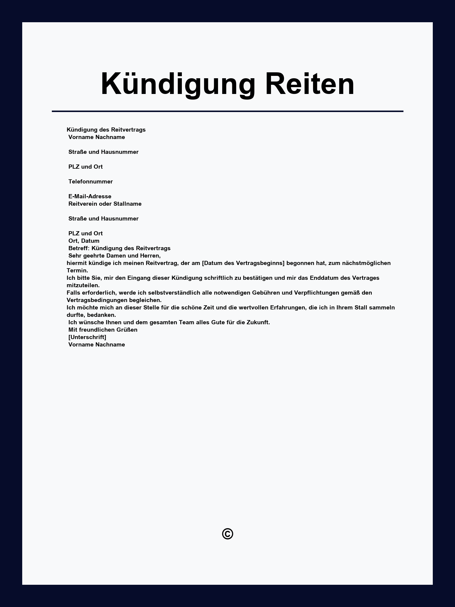Kündigung Reiten