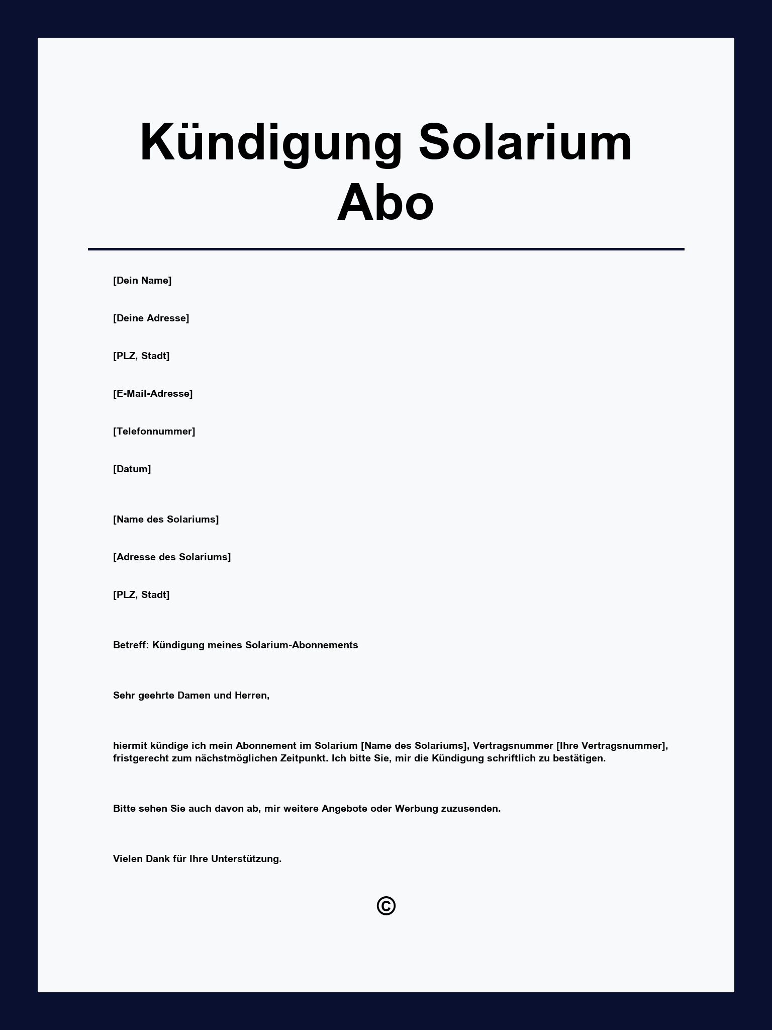 Kündigung Solarium Abo