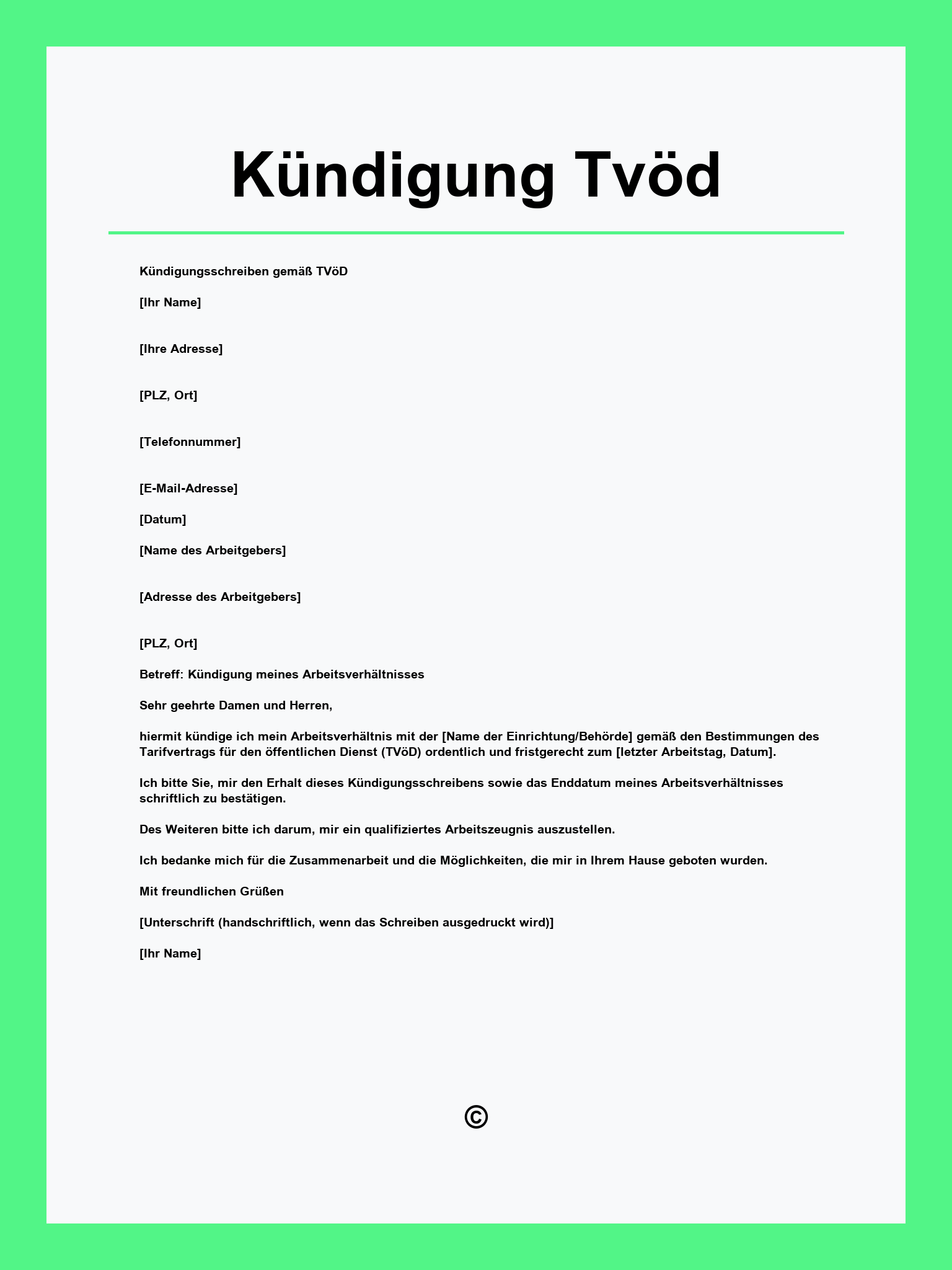 Muster Kündigung Tvöd