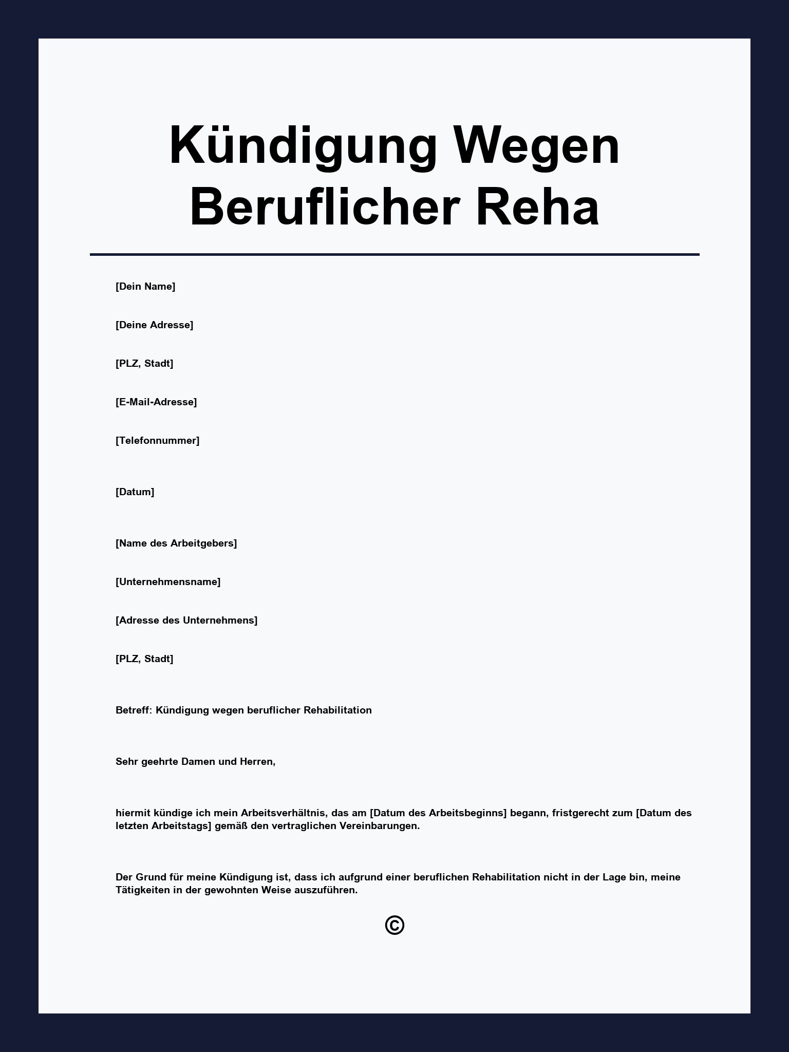 Kündigung Wegen Beruflicher Reha