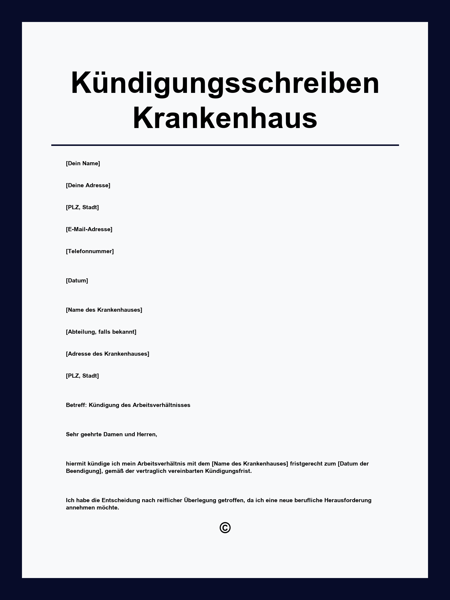 Kündigungsschreiben Krankenhaus