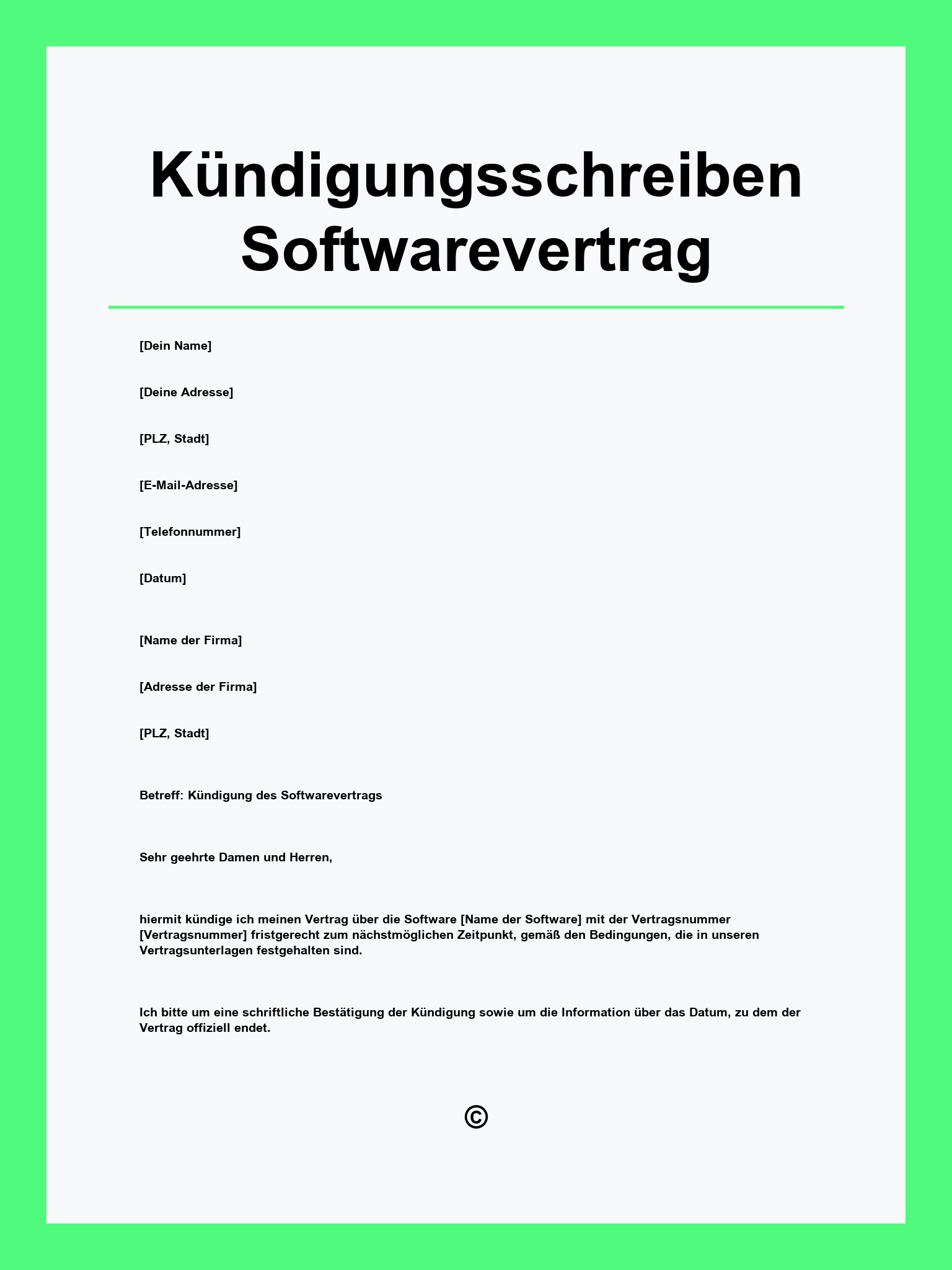 Kündigungsschreiben Softwarevertrag