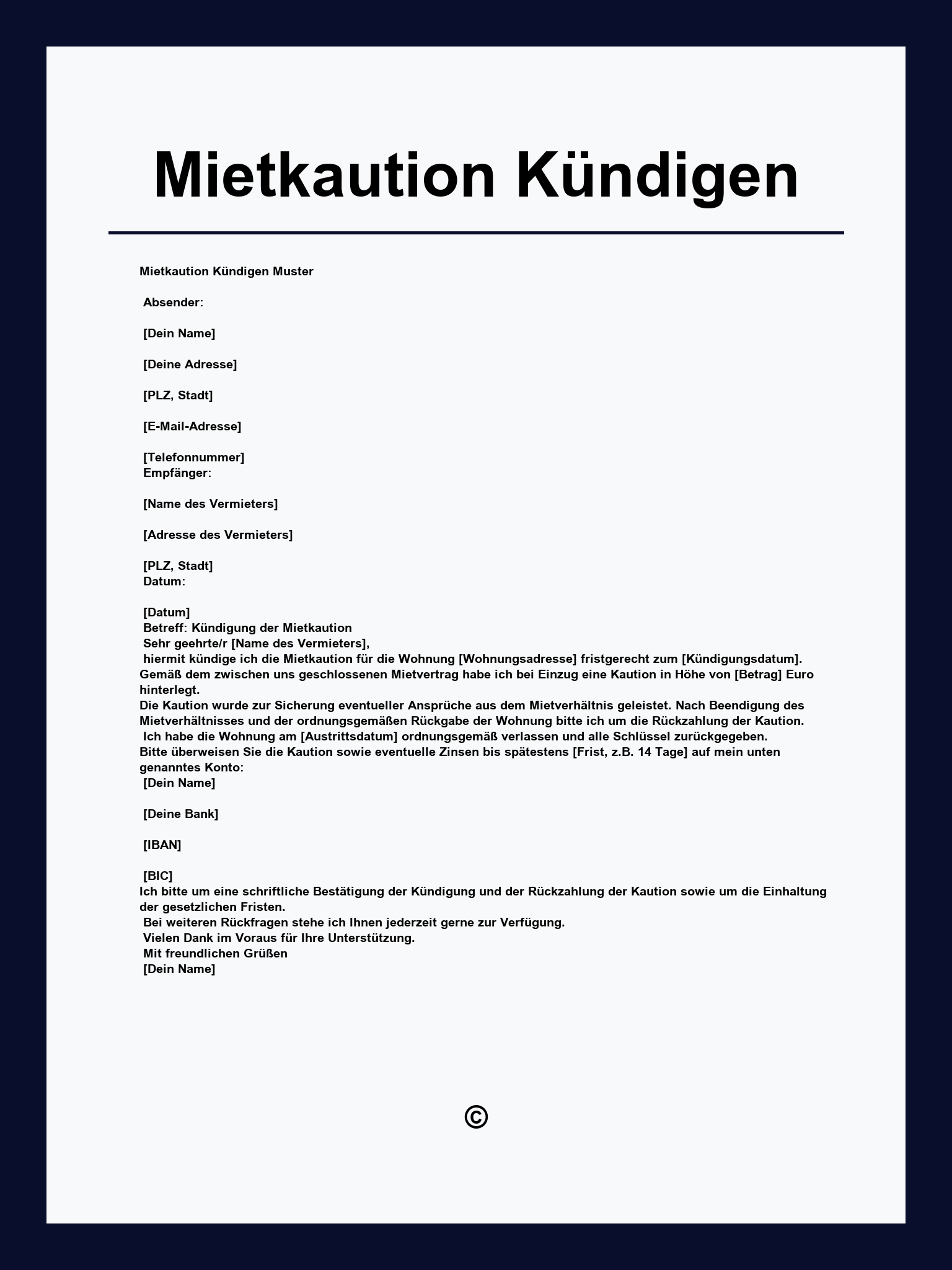 Mietkaution Kündigen Vorlage