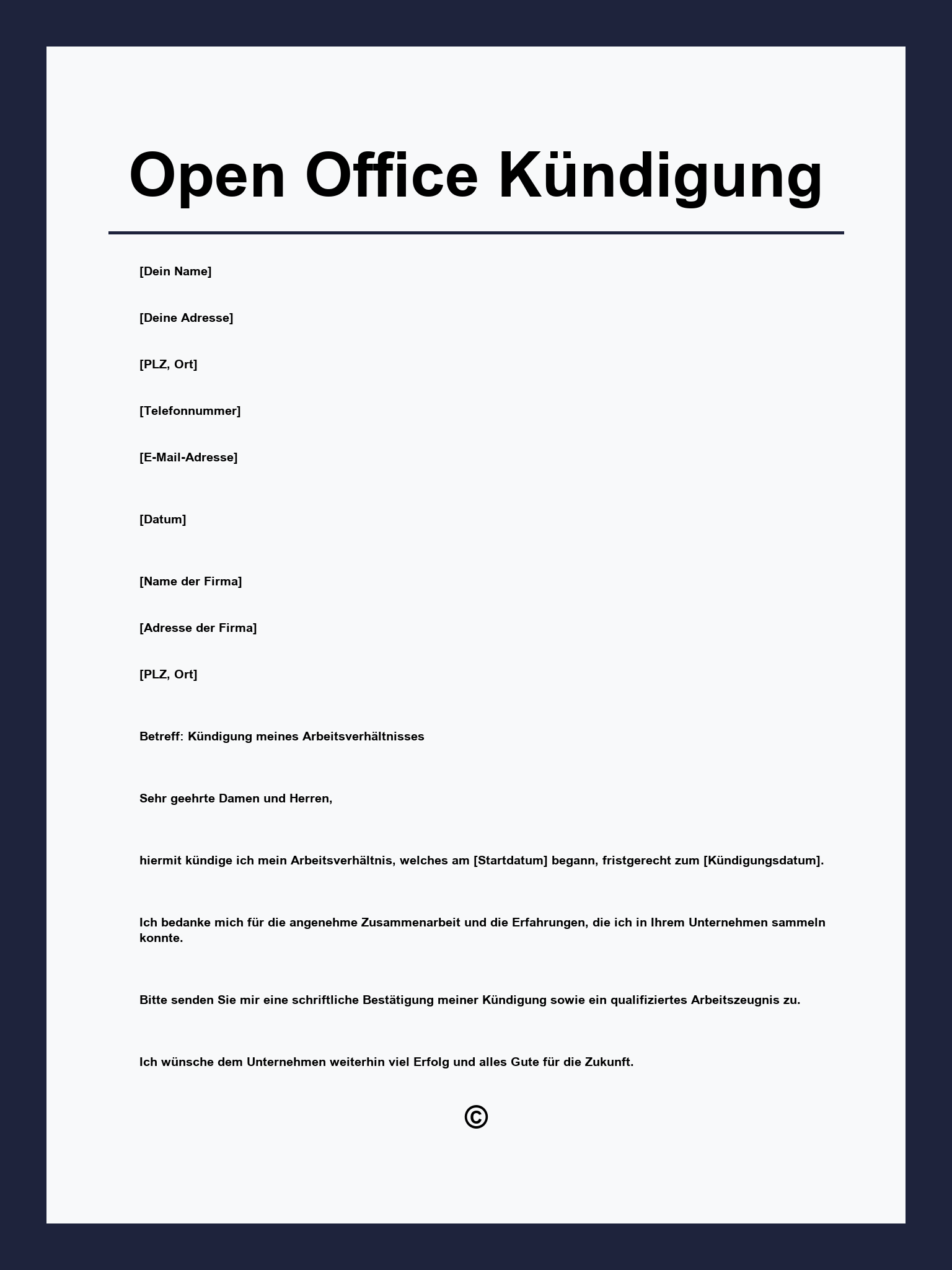 Open Office Kündigung Vorlage