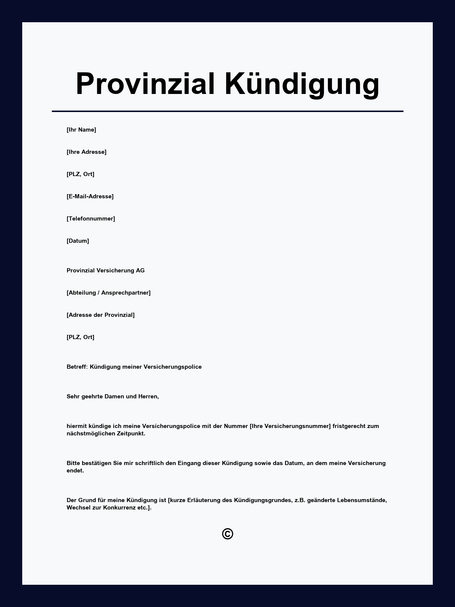 Provinzial Kündigung Vorlage