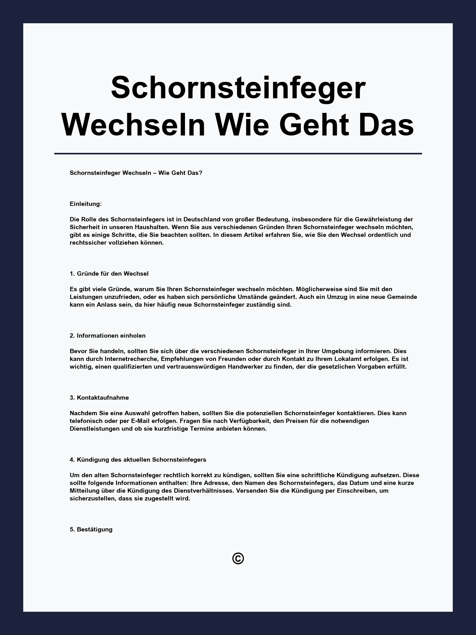 Schornsteinfeger Wechseln Wie Geht Das