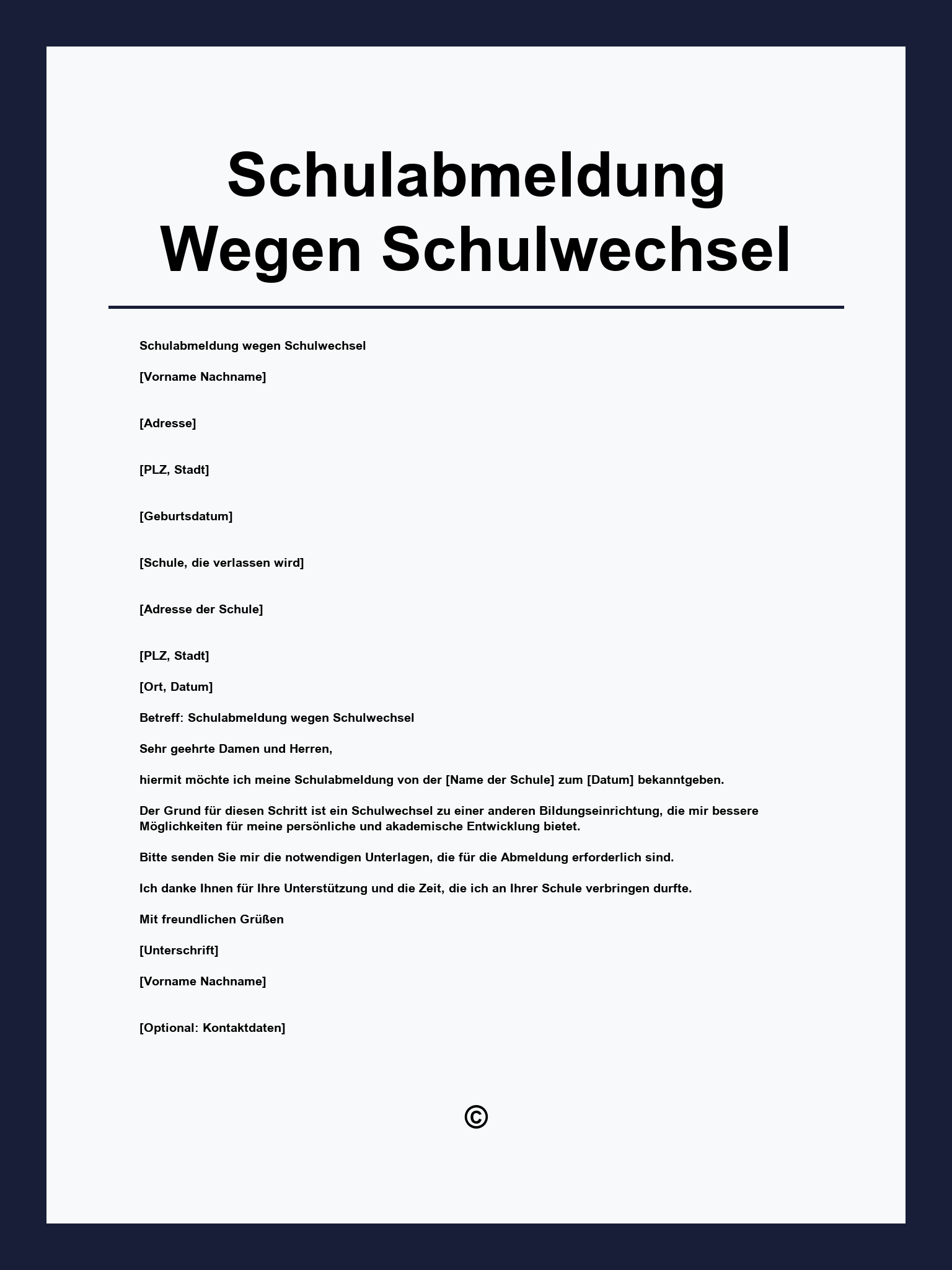 Schulabmeldung Wegen Schulwechsel Vorlage