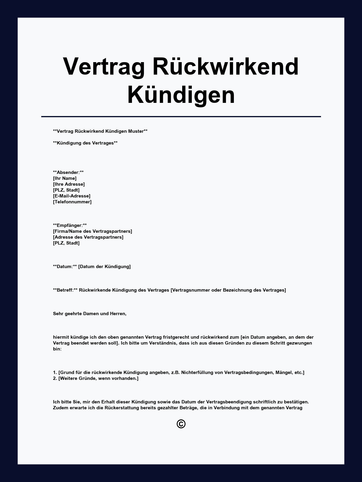 Vertrag Rückwirkend Kündigen