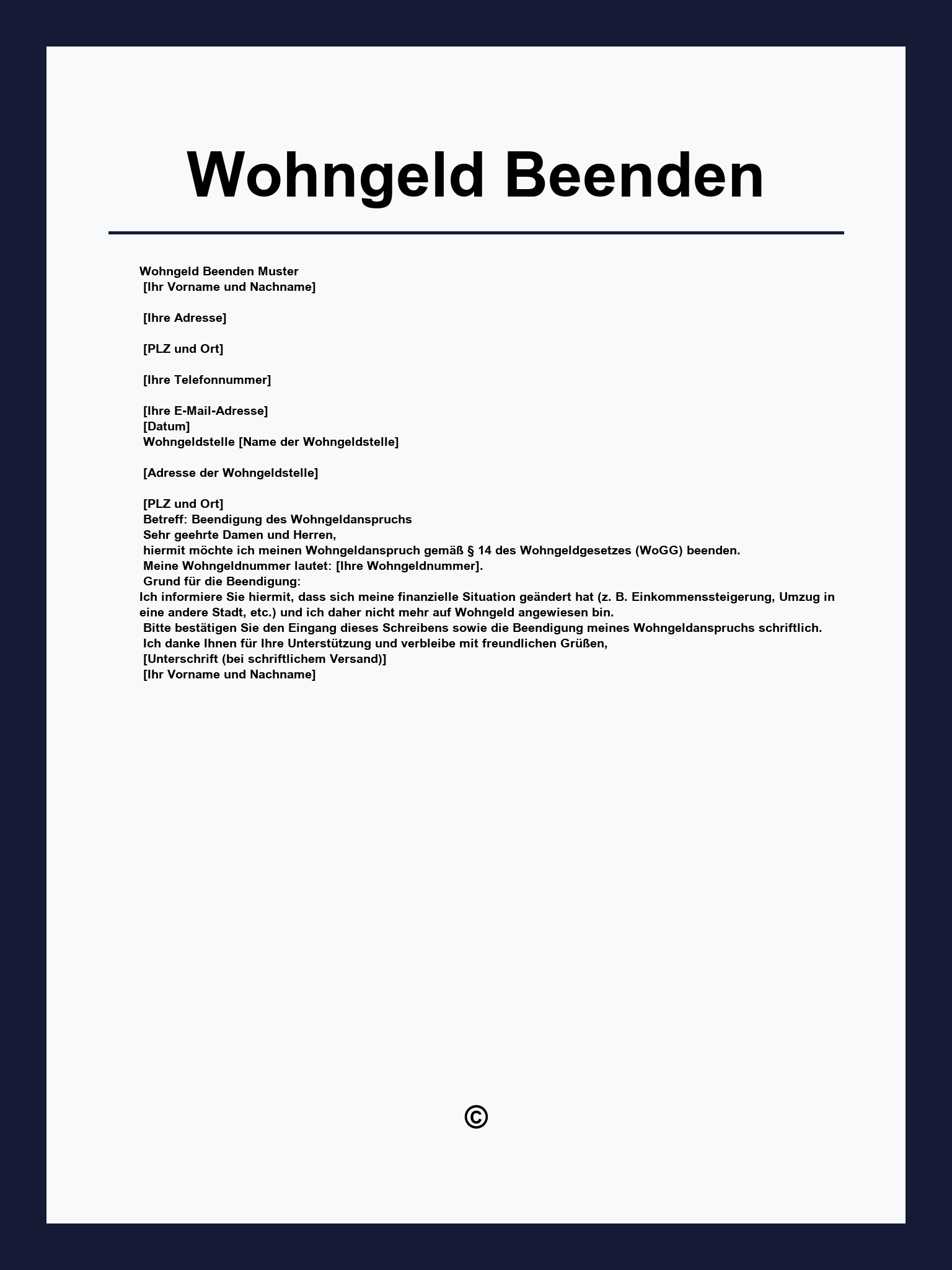 Wohngeld Beenden
